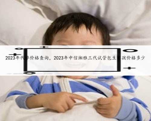2023年代孕价格查询，2023年中信湘雅三代